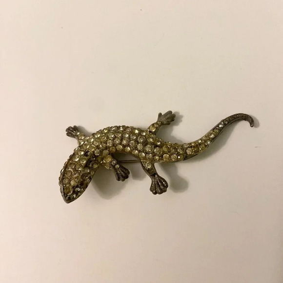 Vintage Gecko Lizard Brooch Rhinestones  3 Inch Long Fashion Jewelry Pin - Picture 2 of 11